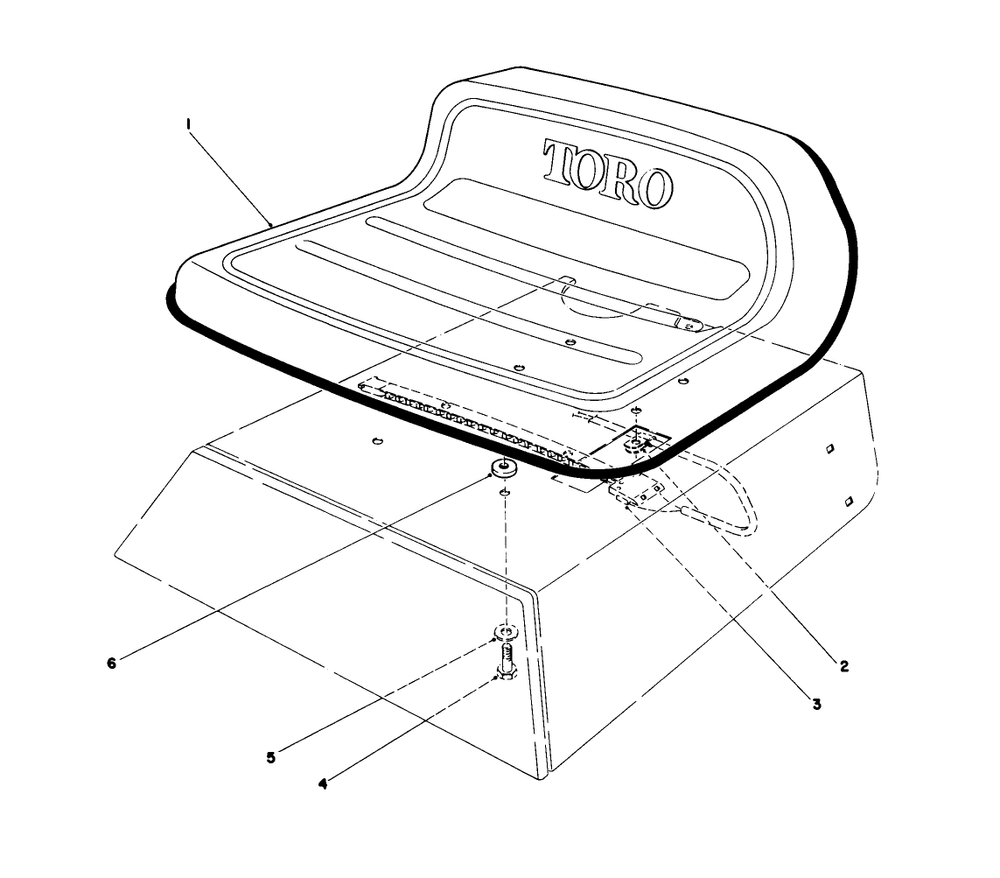 Seat Assembly Diagram and Parts List for 56125 7000001 - 7999999 Toro Lawn Tractor