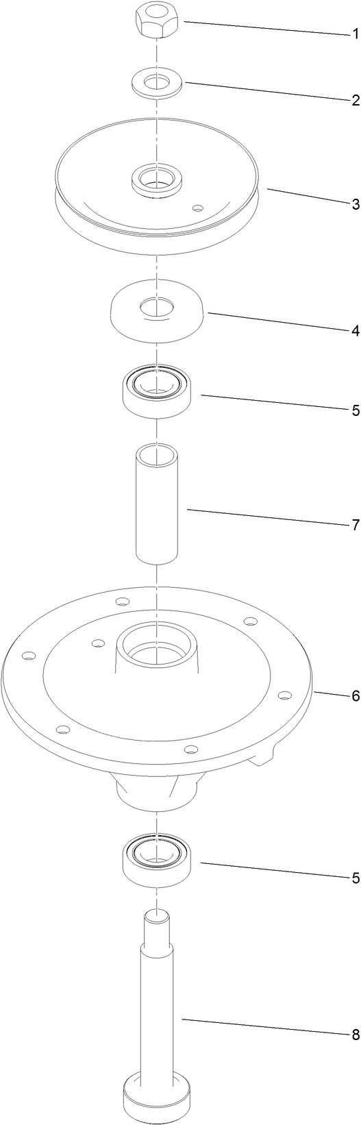 Spindle Assembly No. 117-7638 Diagram and Parts List for 74540TE 413000000 - 417999999 Toro Lawn Tractor