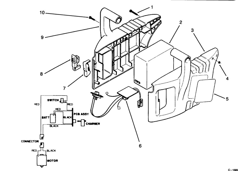 Upper Case Assembly Diagram and Parts List for 51556 39000001 - 39999999 Toro Trimmer