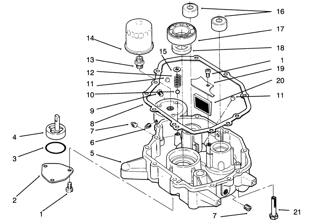 Oil Base & Pump Assembly Diagram and Parts List for 72040 3900001 - 3999999 Toro Lawn Tractor