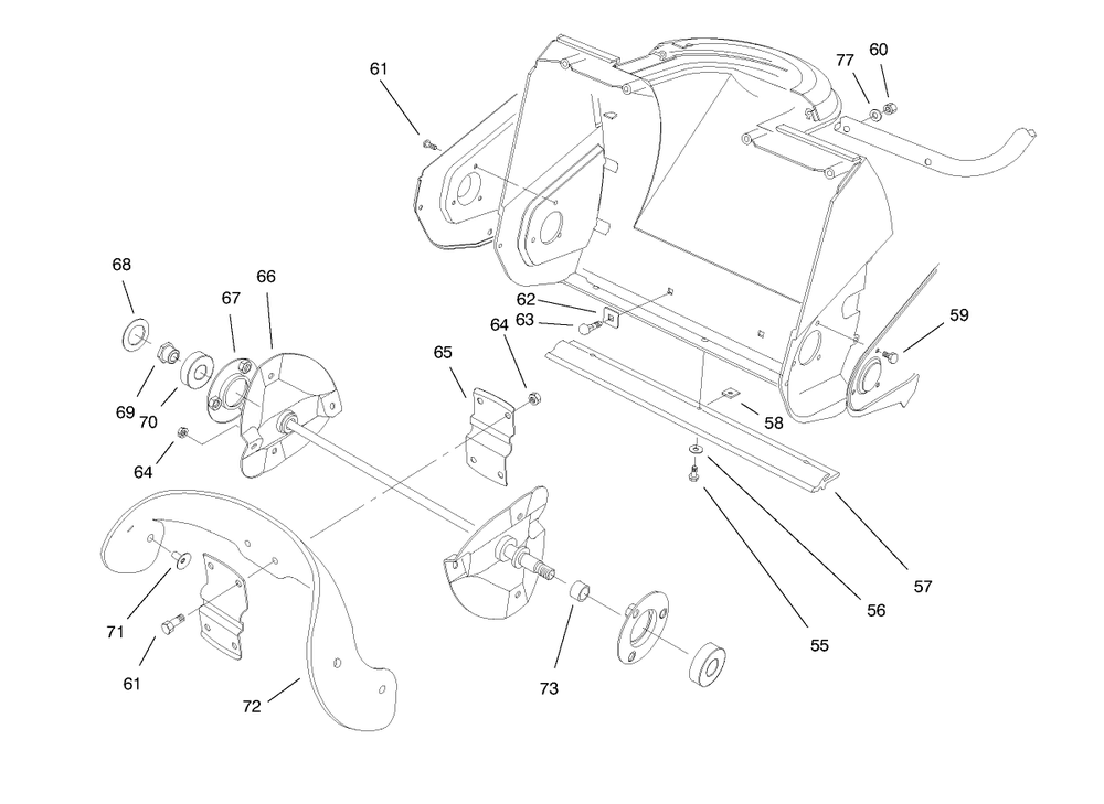 Auger Assembly Diagram and Parts List for 38170 8900001 - 8999999 Toro Snow Blower