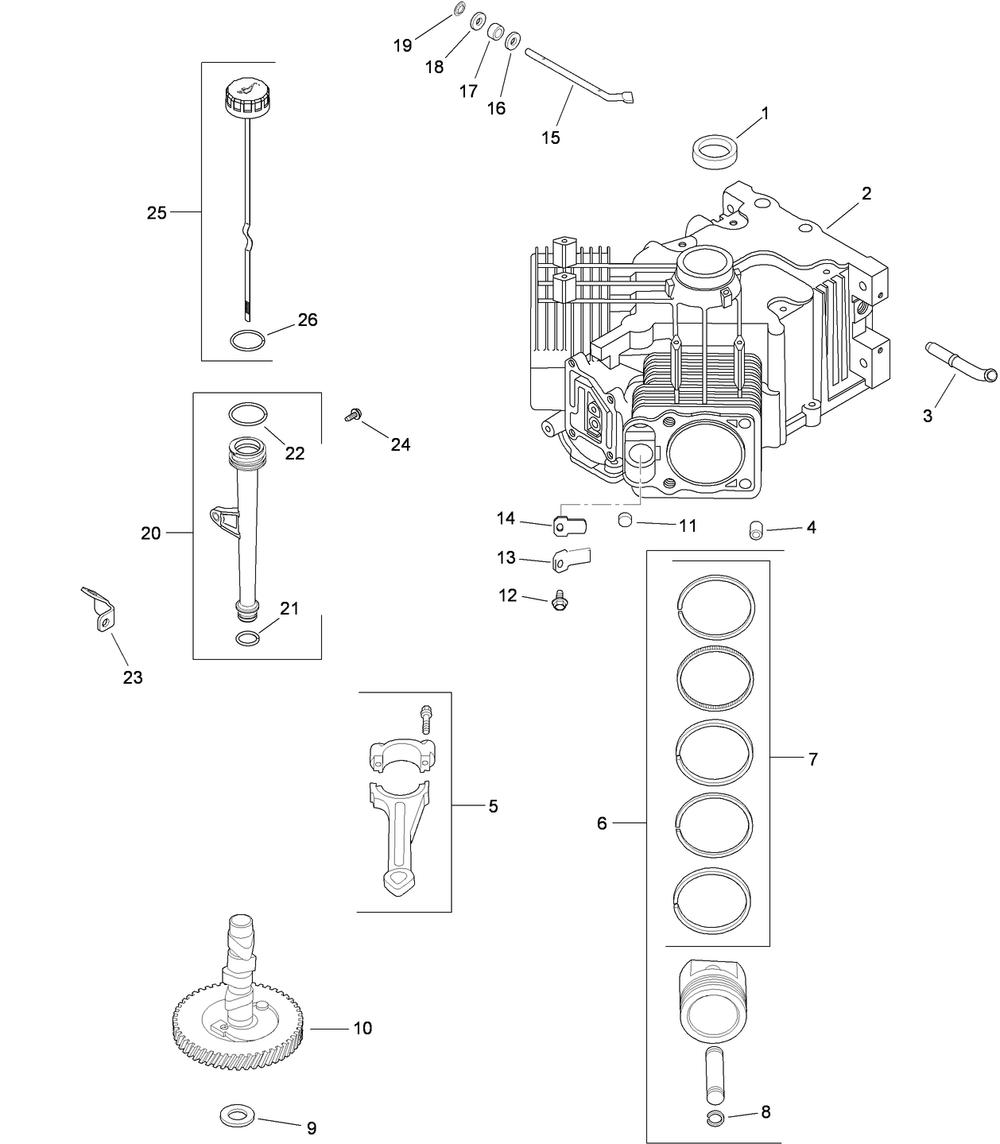 Crankcase Assembly Diagram and Parts List for 74923TE (290000001-290999999)(2009) Toro Lawn Mower