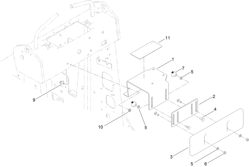 Canister Bracket And Thigh Support Assembly Diagram and Parts List for 22218 407600000 - 411799999 Toro Lawn Tractor Accessories