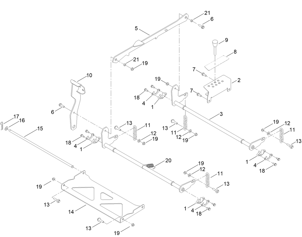Deck Lift Assembly Diagram and Parts List for 77507 400000000 - 415499999 Toro Lawn Tractor