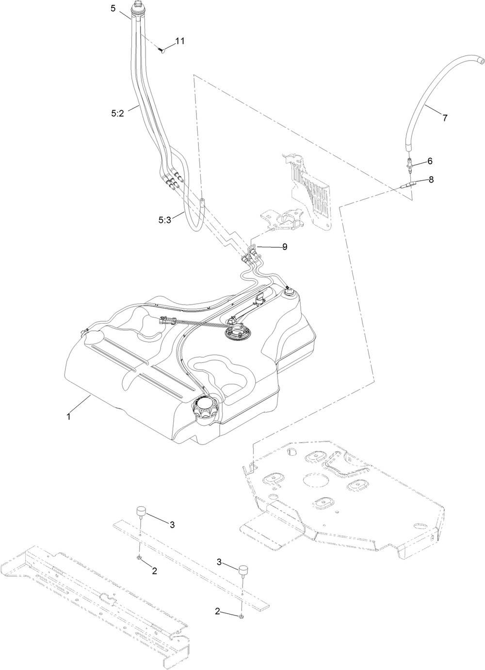 Fuel System Assembly Diagram and Parts List for 74906 403247600-404319999 Toro Lawn Mower