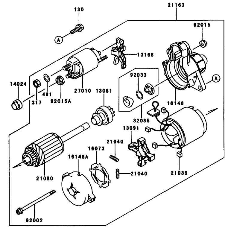 Starter Diagram and Parts List for 74212 (991001-999999)(1999) Toro Lawn Mower