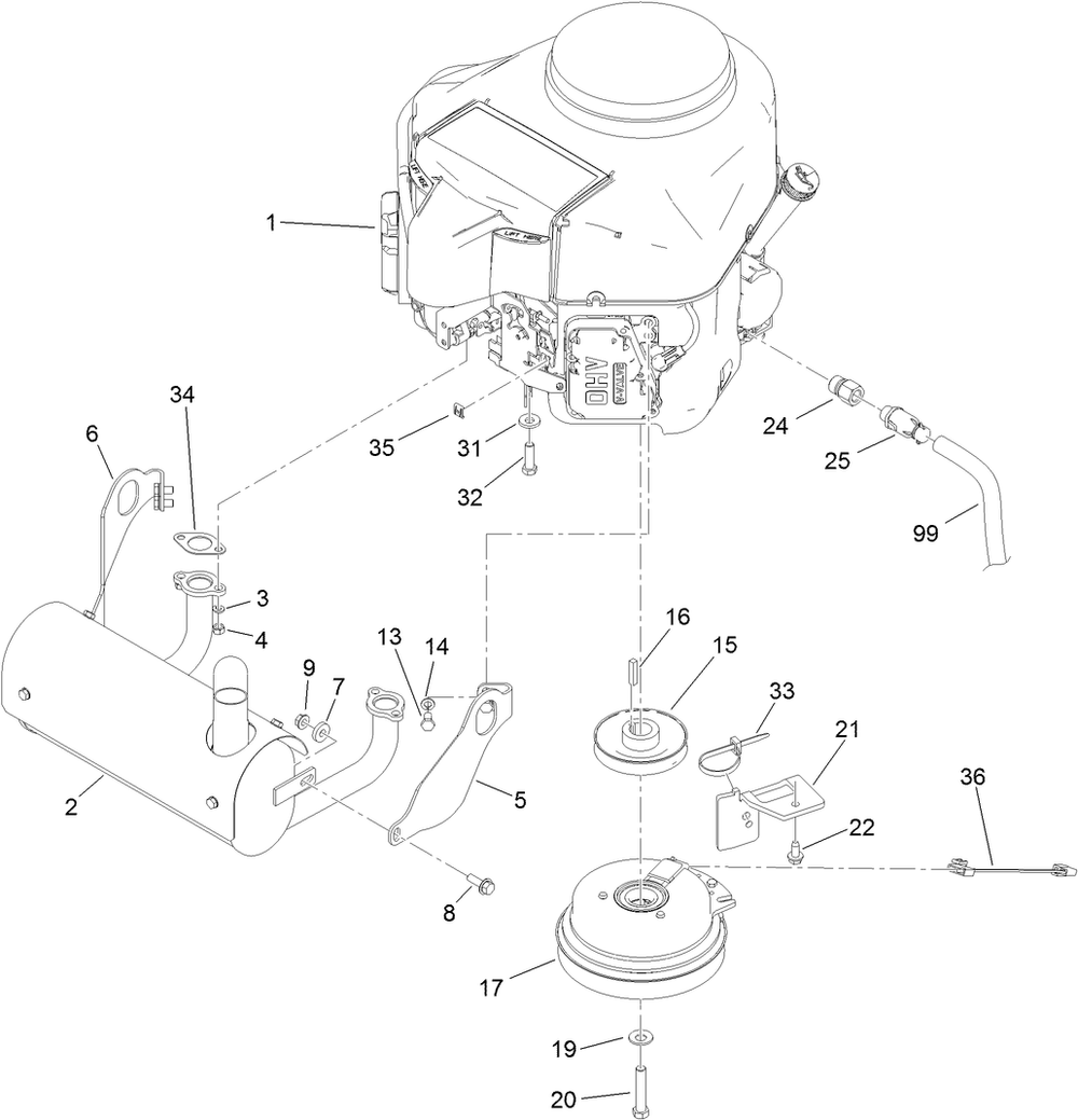 Engine Assembly Diagram and Parts List for 79548 (313000001-313001000)(2013) Toro Lawn Mower