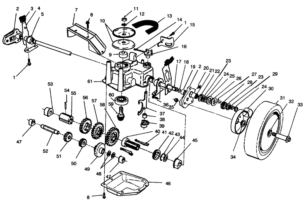 Gear Case Assembly Diagram and Parts List for 26630BC 5900001 - 5999999 Toro Lawn Mower