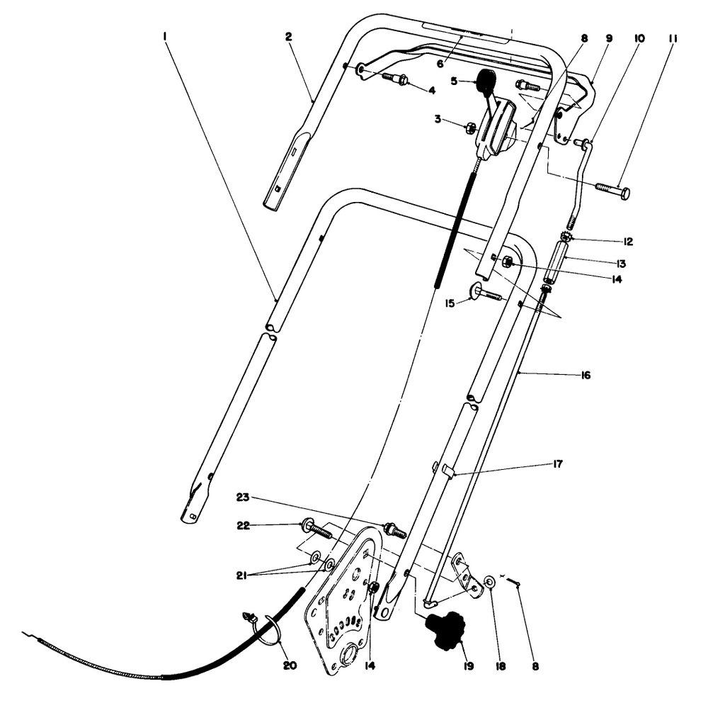 Handle Assembly (Model No. 16940) Diagram and Parts List for 16930 0000001 - 0999999 Toro Lawn Mower