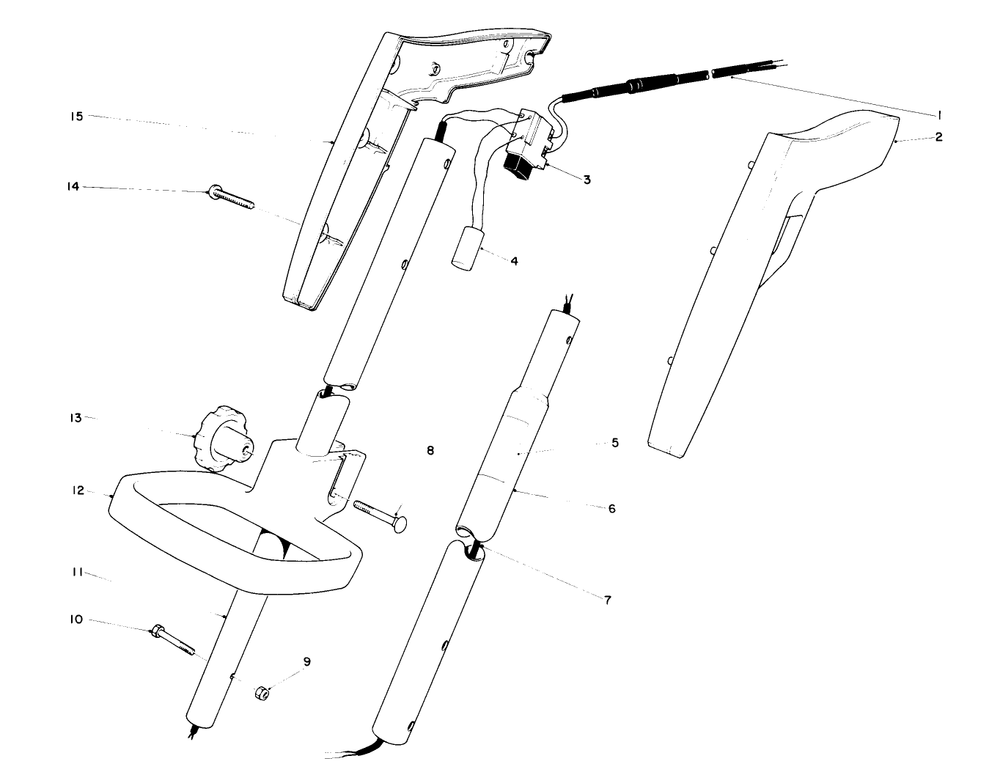 Handle Assembly Diagram and Parts List for 51319 1000001 - 1999999 Toro Trimmer