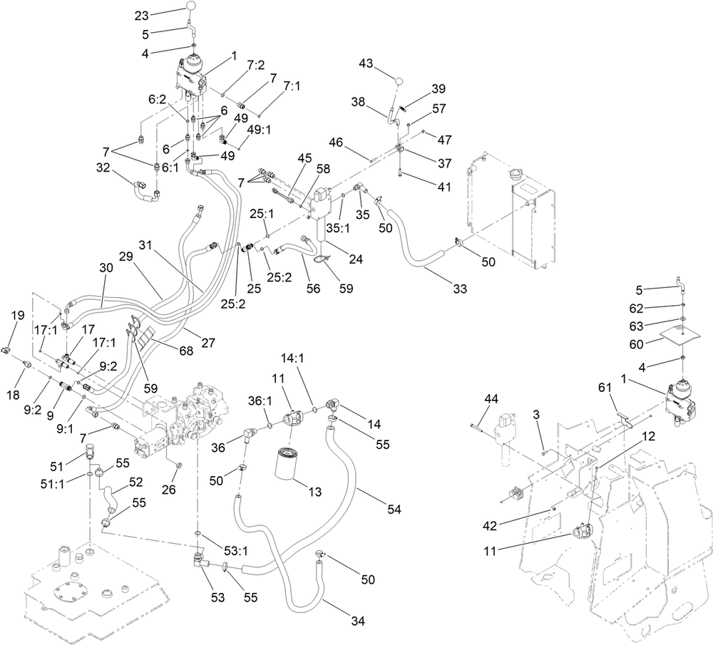 2-Spool Valve And Auxiliary Valve Assembly Diagram and Parts List for 22328 408000000 - 408899999 Toro Lawn Tractor Accessories