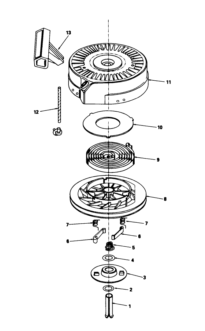 Rewind Starter No. 590635 Diagram and Parts List for 20632 9000001 - 9999999 Toro Lawn Mower