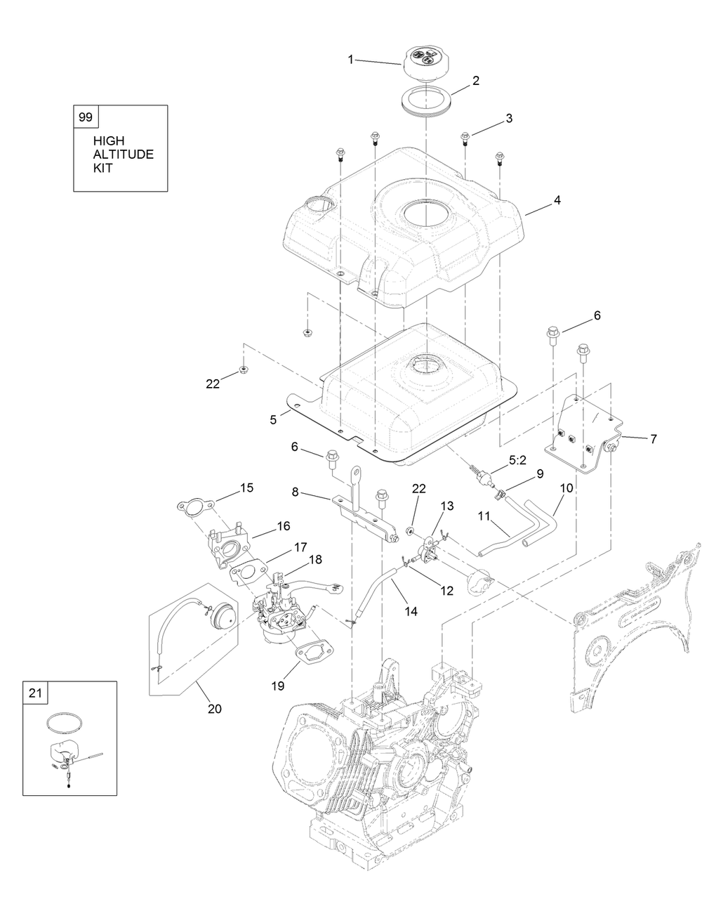 Fuel Systems And Carburetor Assembly Diagram and Parts List for 38865 405415300 - 406319999 Toro Snow Blower