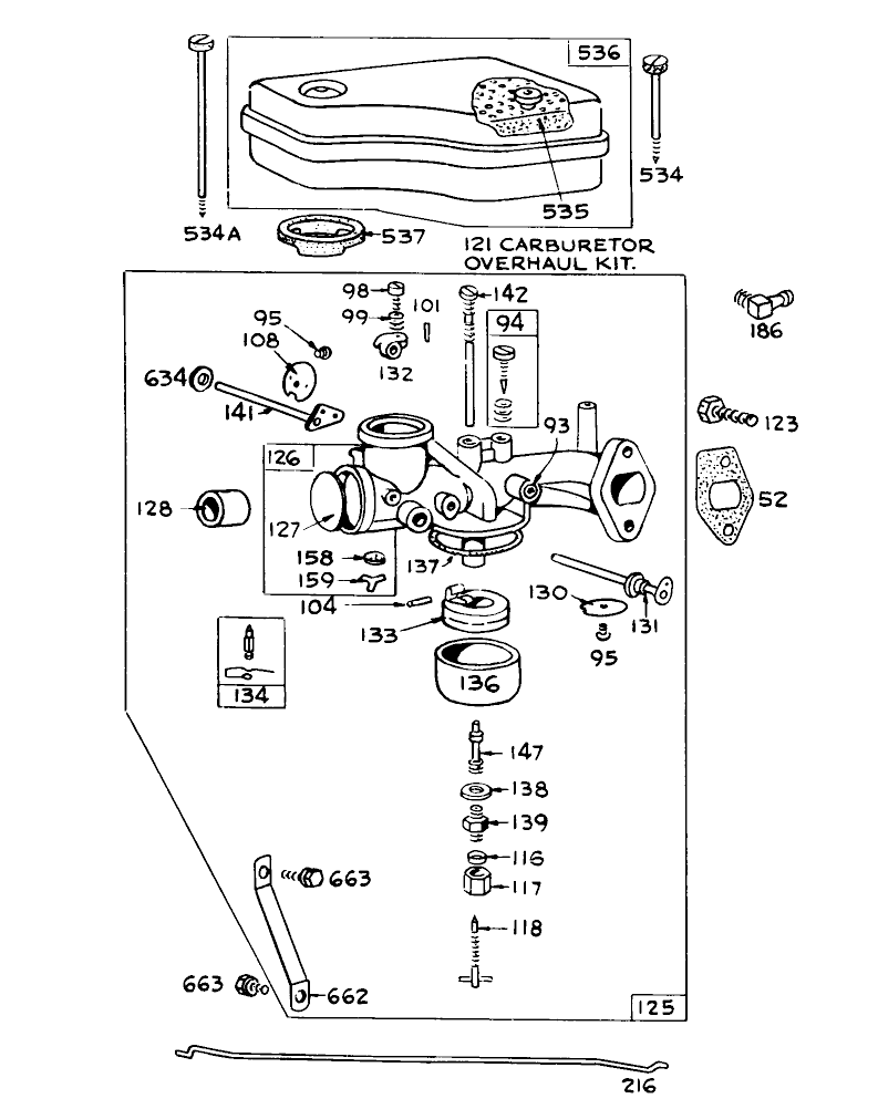 Model 390417 Carburetor Assembly Diagram and Parts List for 55152 0000001 - 0999999 Toro Lawn Tractor