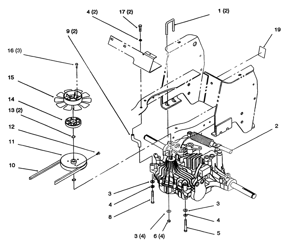 Hydro Transaxle Diagram and Parts List for 72063 4900001 - 4999999 Toro Lawn Tractor