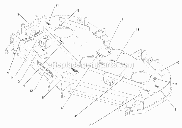 Deck Assembly No. 107-1624 Diagram and Parts List for 74250 240000001-240999999 Toro Lawn Mower