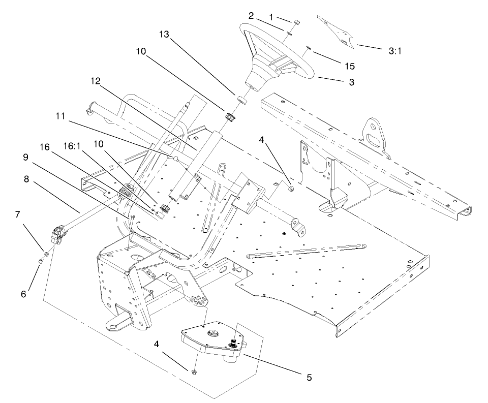 Upper Steering Assembly Diagram and Parts List for 12003 220000001 - 220999999 Toro Lawn Tractor