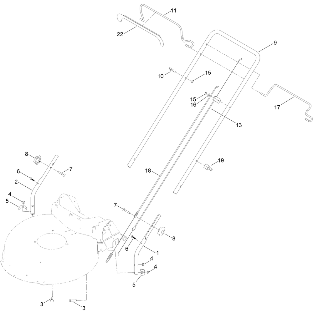 Handle Assembly Diagram and Parts List for 21751 400000000 - 410999999 Toro Lawn Mower