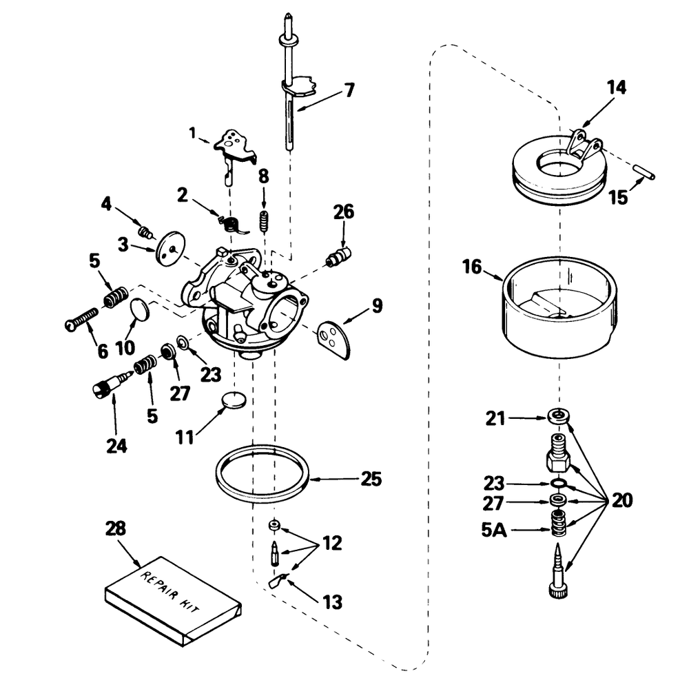 Carburetor No. 632371 (7 H.P. Snowthrower Model No. 38050) Diagram and Parts List for 38040 6000001 - 6999999 Toro Snow Blower