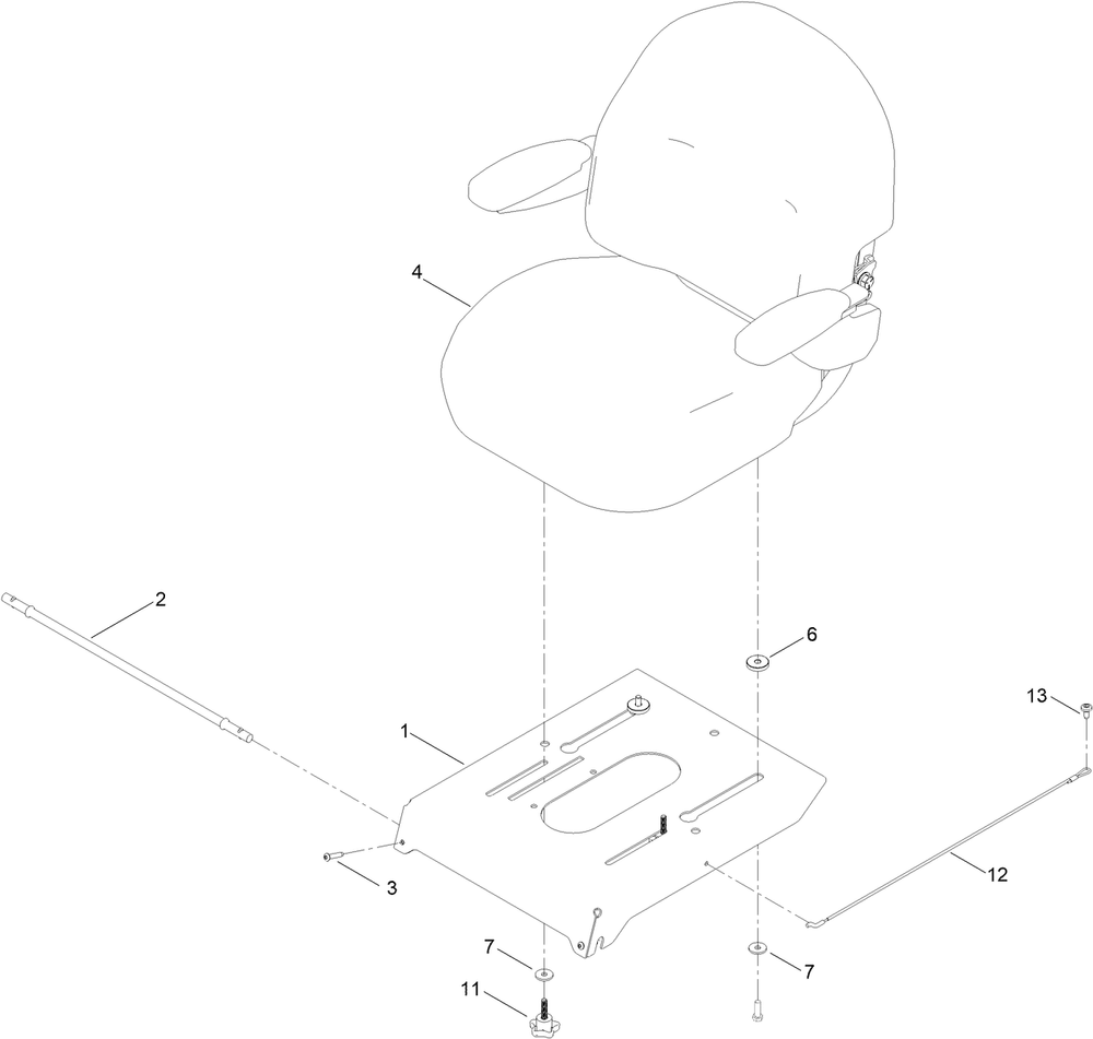 Seat Pan Assembly Diagram and Parts List for 75760 409784869 - 409785505 Toro Lawn Tractor