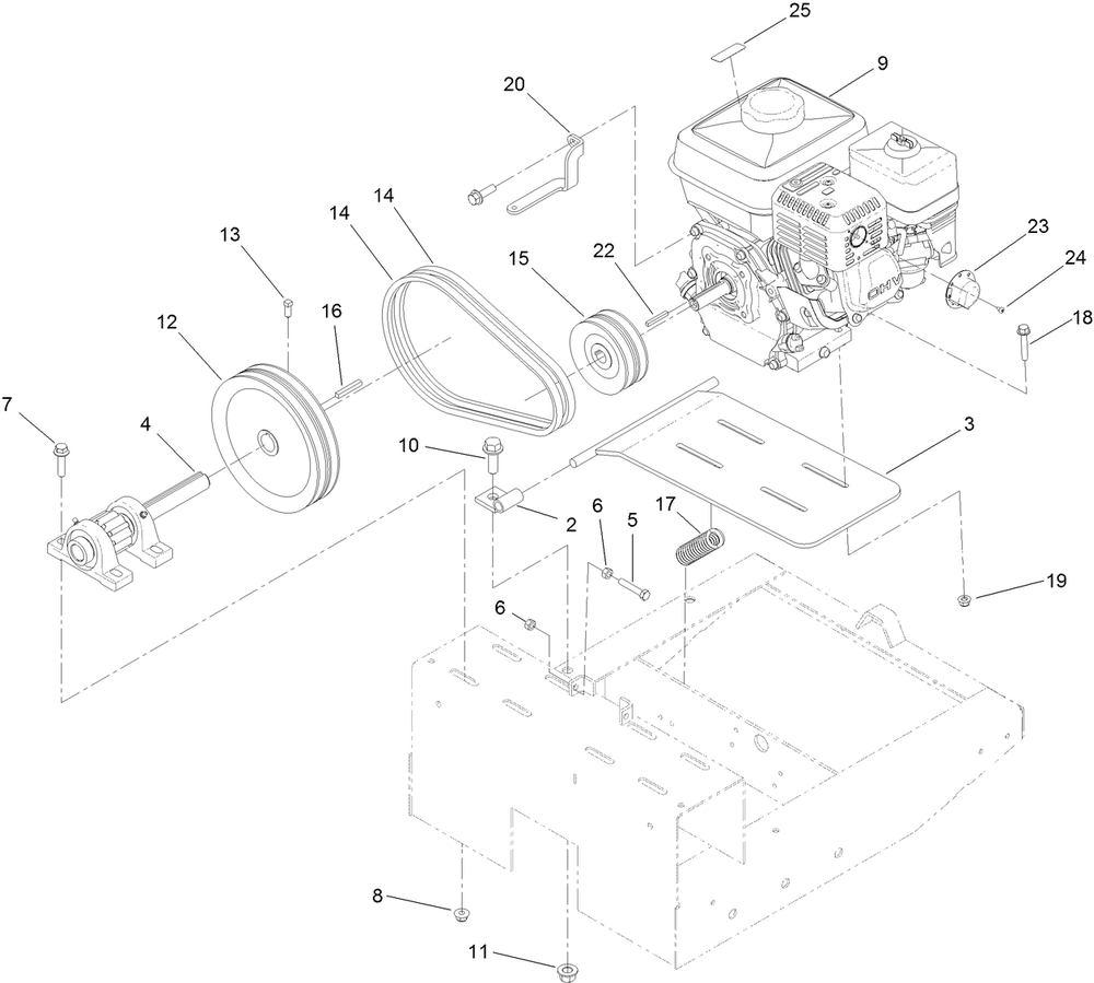 Drive Assembly Diagram and Parts List for 60220 400000000 - 404319999 Toro Cement Mixer