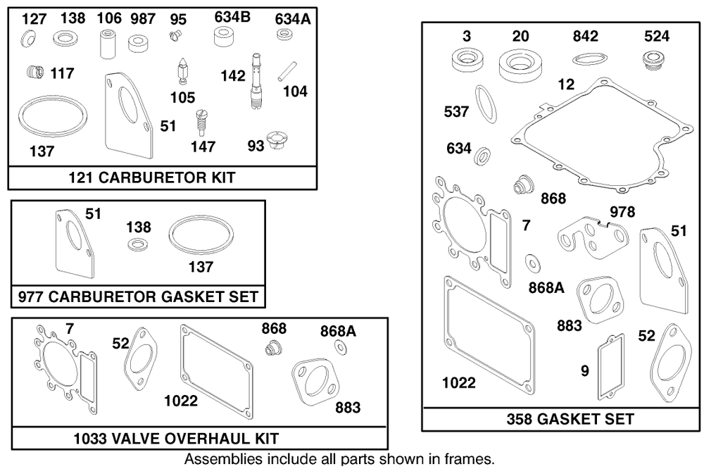 Engine Briggs & Stratton Model 28n707-0131-01 Diagram and Parts List for 71217 7900001 - 7999999 Toro Lawn Tractor