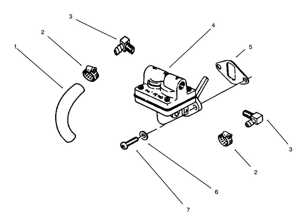 Fuel Pump Diagram and Parts List for 73400 6900001 - 6999999 Toro Lawn Tractor