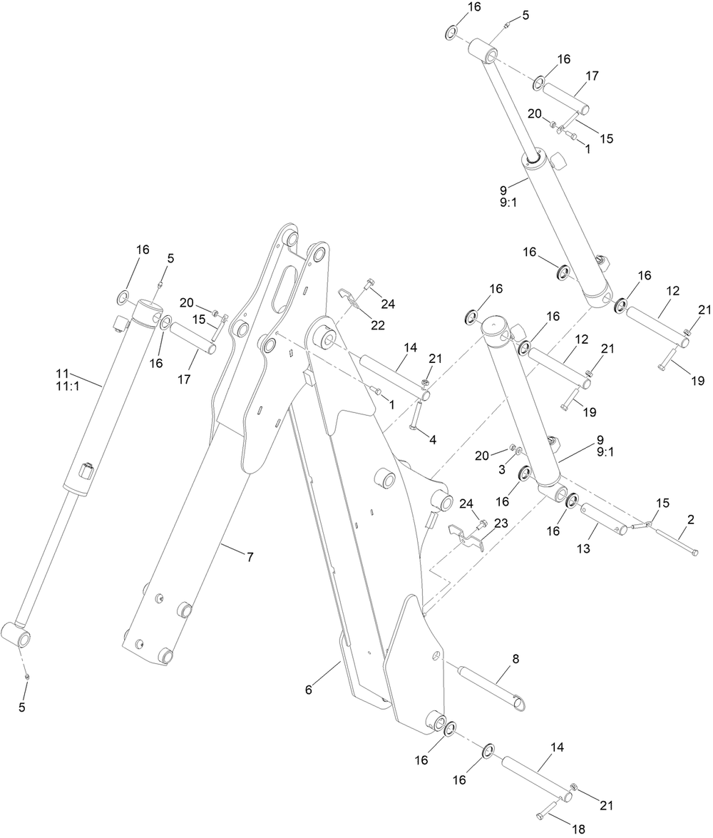 Boom Assembly Diagram and Parts List for 23106 321000001 - 321999999 Toro Lawn Tractor Accessories