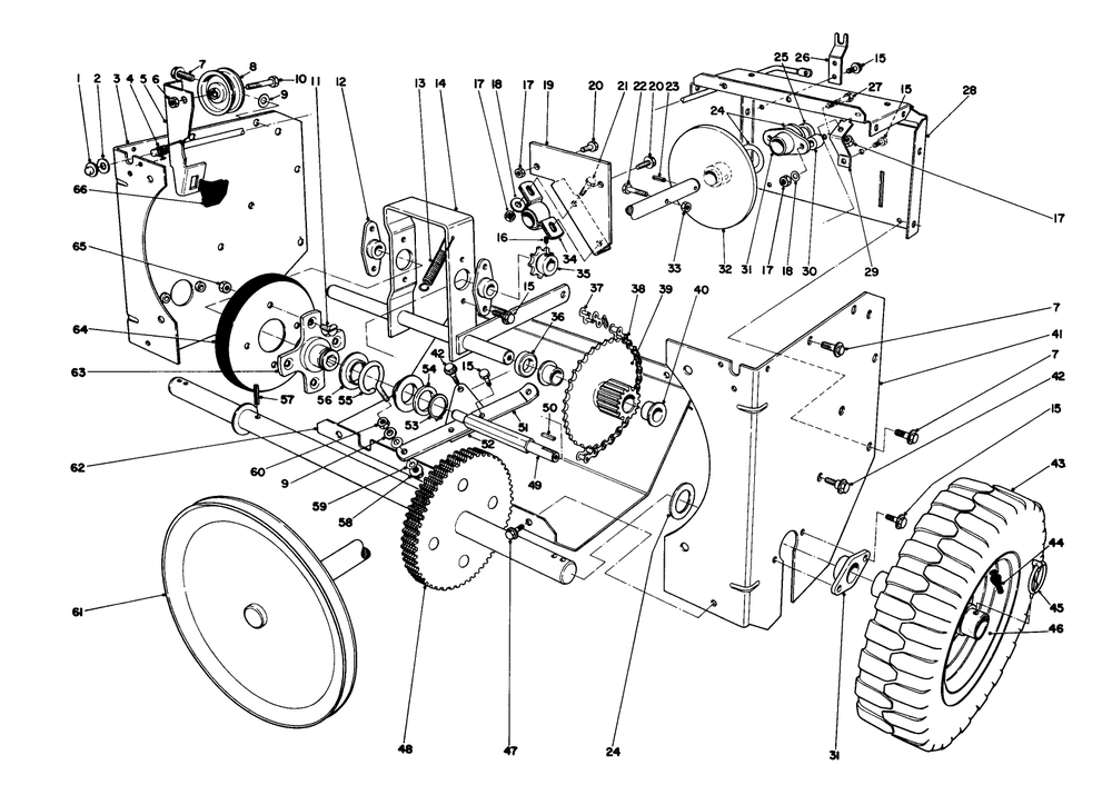 Traction Assembly Diagram and Parts List for 38080 6000001 - 6999999 Toro Snow Blower