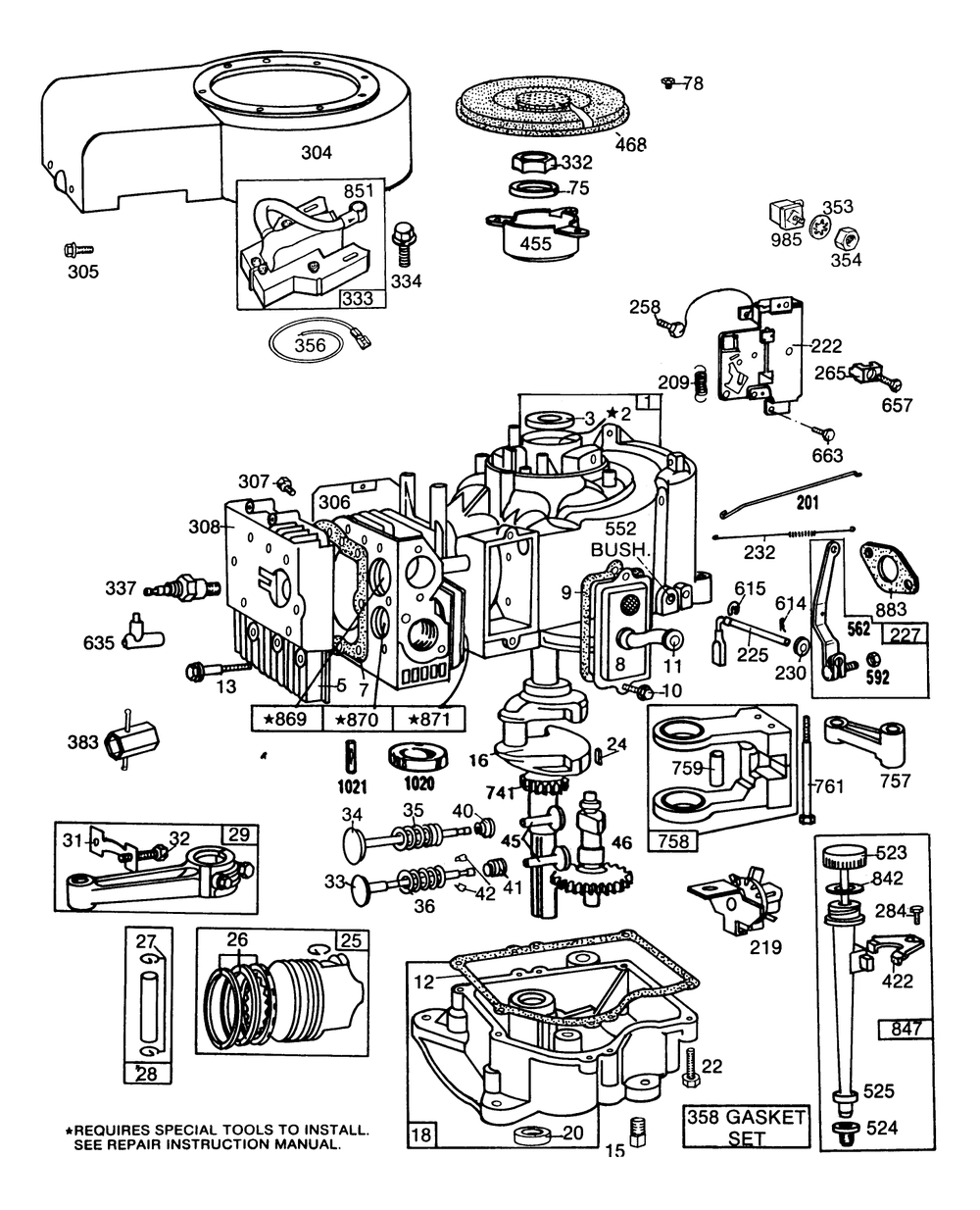 Engine Briggs & Stratton Model 253707-0157-01 (Continued) Diagram and Parts List for 57365 7000001 - 7999999 Toro Lawn Tractor