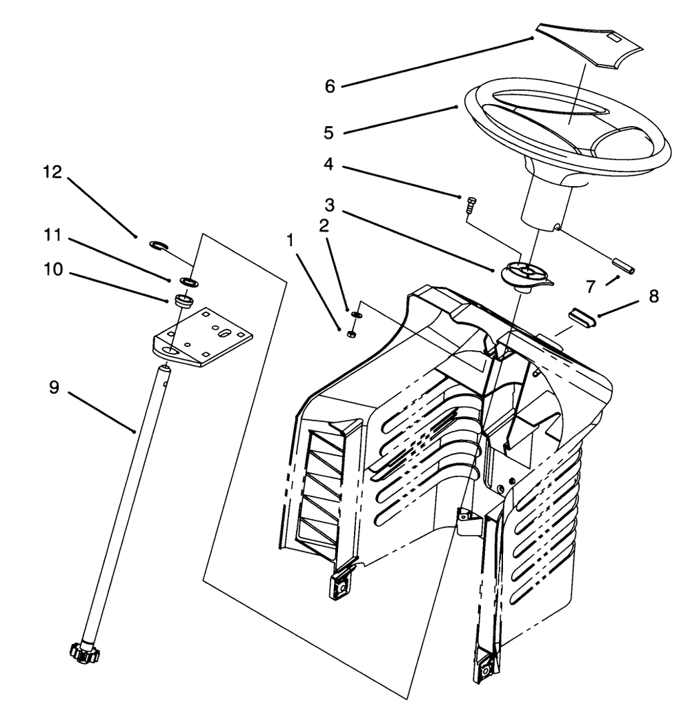 Steering Assembly Diagram and Parts List for 71200 5900001 - 5910000 Toro Lawn Tractor