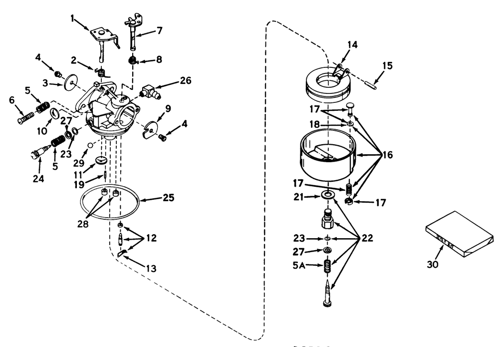 Carburetor No. 631585 Diagram and Parts List for 20227 0000001 - 0999999 Toro Lawn Mower