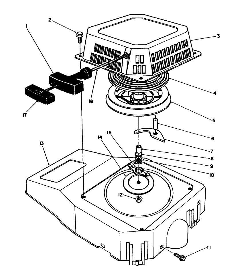 Recoil Assembly (Model No. Vmk9) Diagram and Parts List for 20925 0000001 - 0999999 Toro Lawn Mower