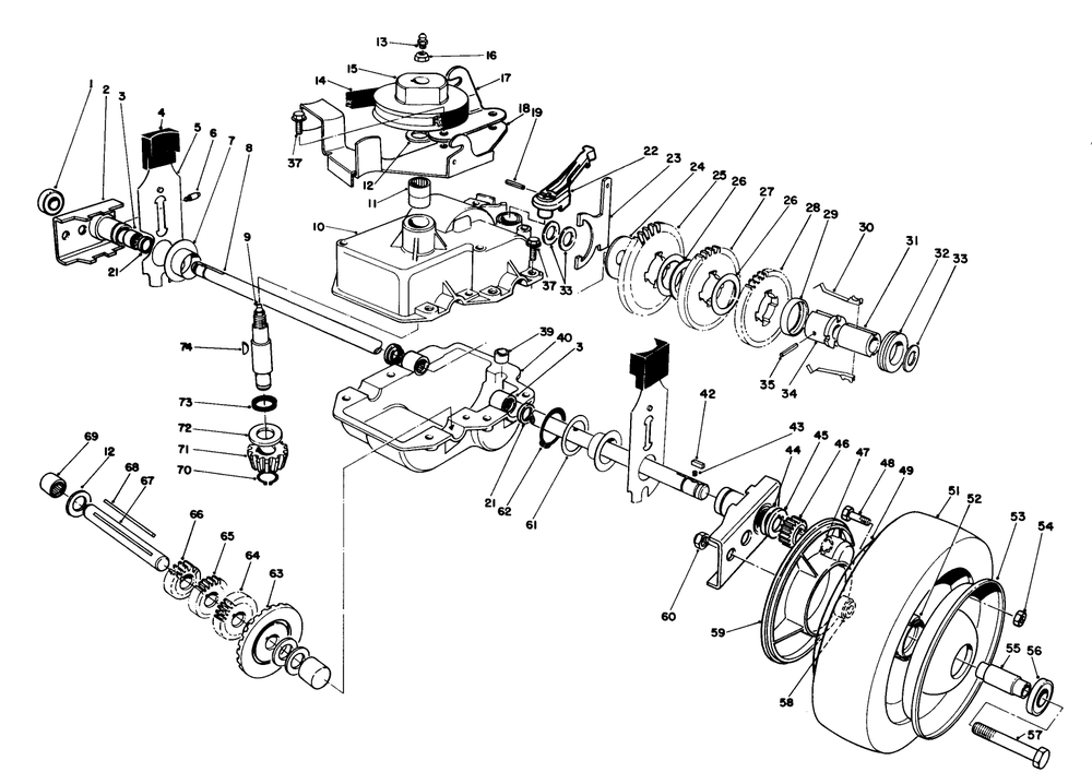 Gear Case Assembly Diagram and Parts List for 22700 1000001 - 1999999 Toro Lawn Mower