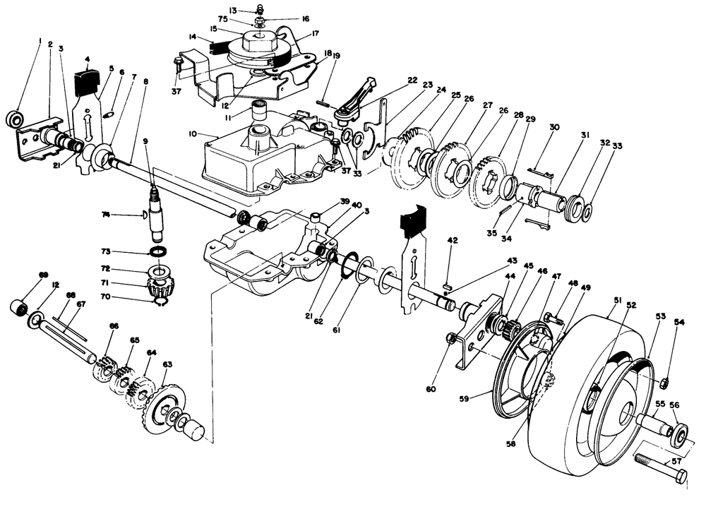 Gear Case Assembly Diagram and Parts List for 22151 3900001 - 3900855 Toro Lawn Mower