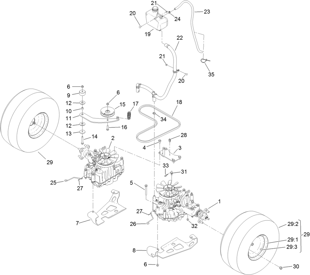 Ground Drive Assembly Diagram and Parts List for 79518 (316000001-316999999)(2016) Toro Lawn Mower