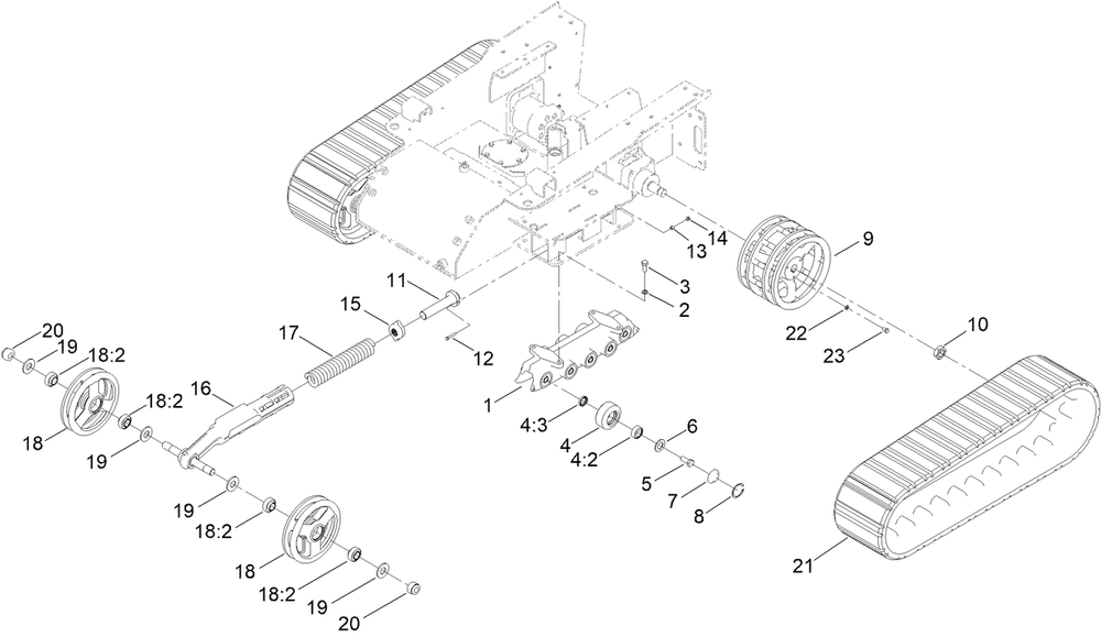 Track And Traction Assembly Diagram and Parts List for 22324 407960000 - 409359999 Toro Lawn Tractor Accessories