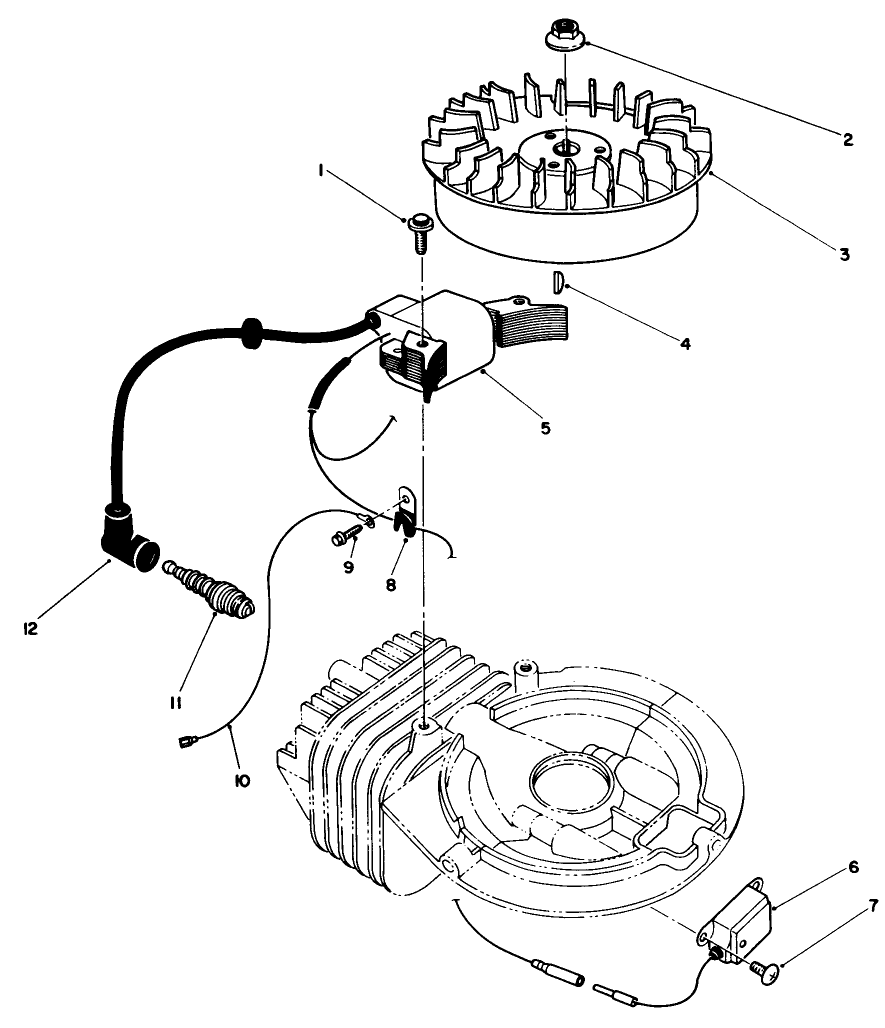 Flywheel & Magneto Assembly Diagram and Parts List for 38180 9000001 - 9999999 Toro Snow Blower