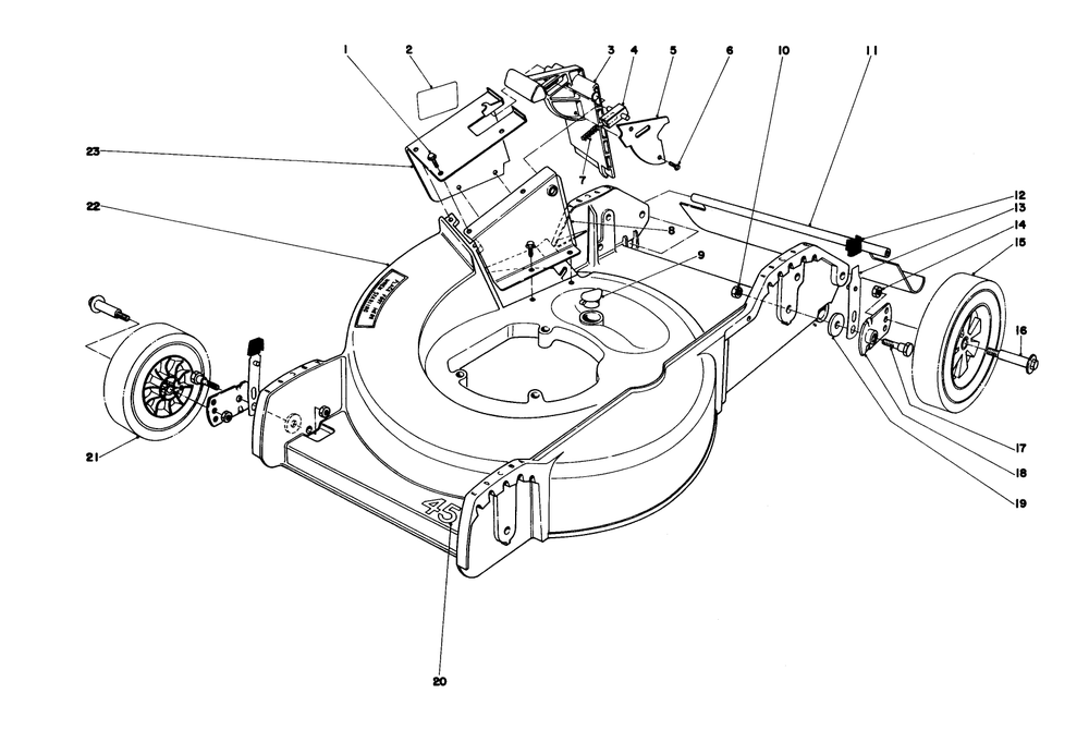 Housing Assembly Diagram and Parts List for 20758 0000001 - 0999999 Toro Lawn Mower