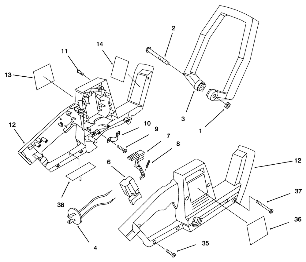 Housing And Handle Assembly Diagram and Parts List for 51807 790000001 - 799999999 Toro Trimmer