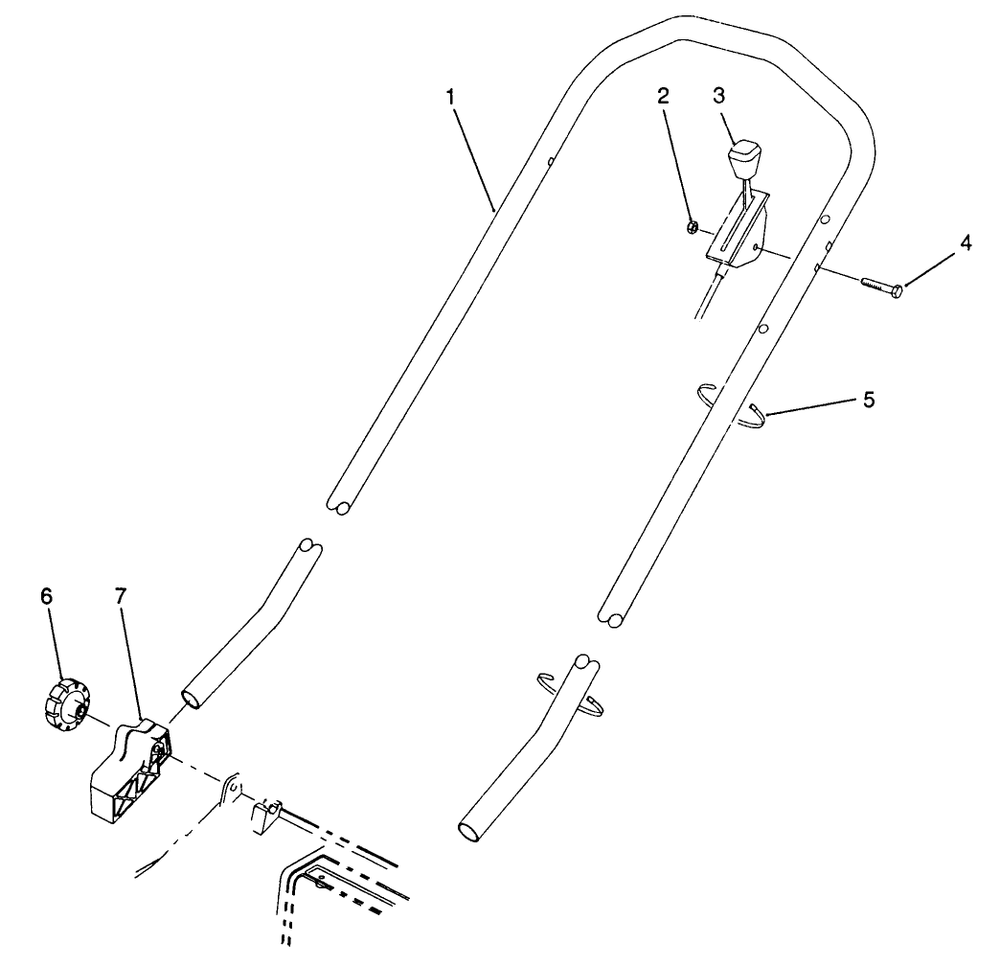 H.P. Handle Assembly (Model No. 20911b) Diagram and Parts List for 20916B 1000001 - 1999999 Toro Lawn Mower