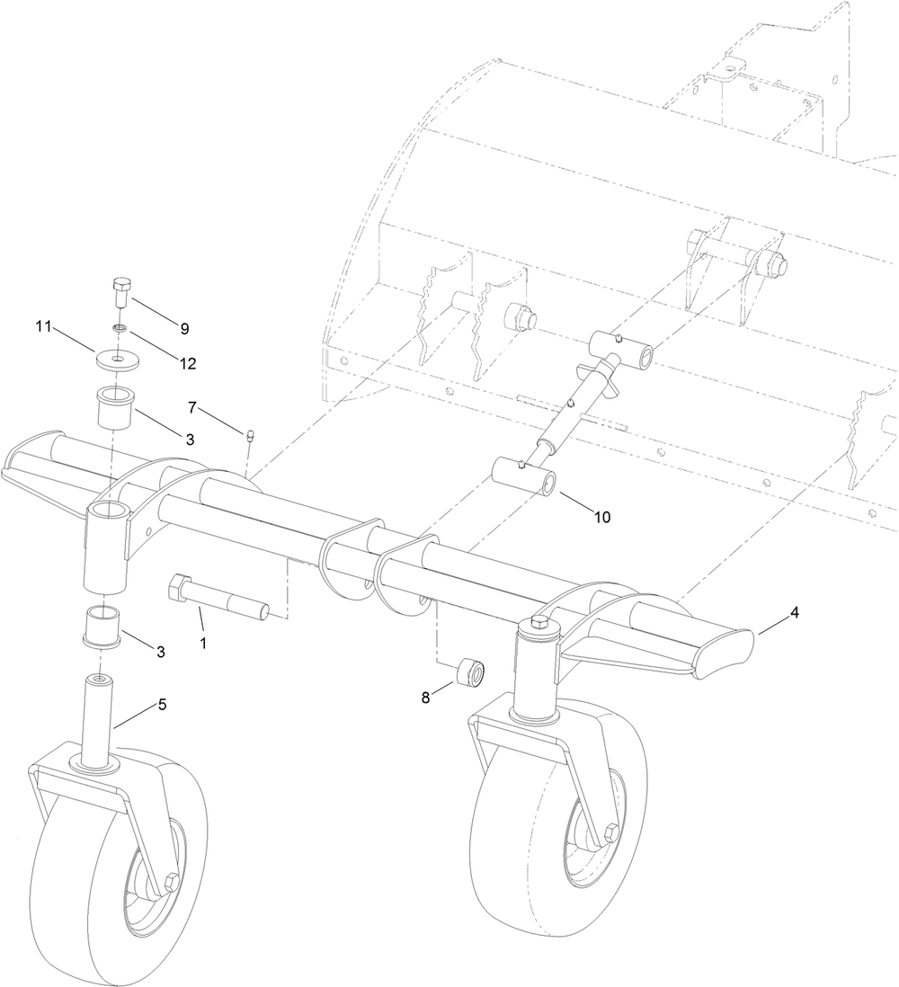 Caster Wheel And Carrier Assembly  36 Inch Flail Attachment Diagram and Parts List for 2720 410300000 - 999999999 Toro Lawn Tractor Accessories