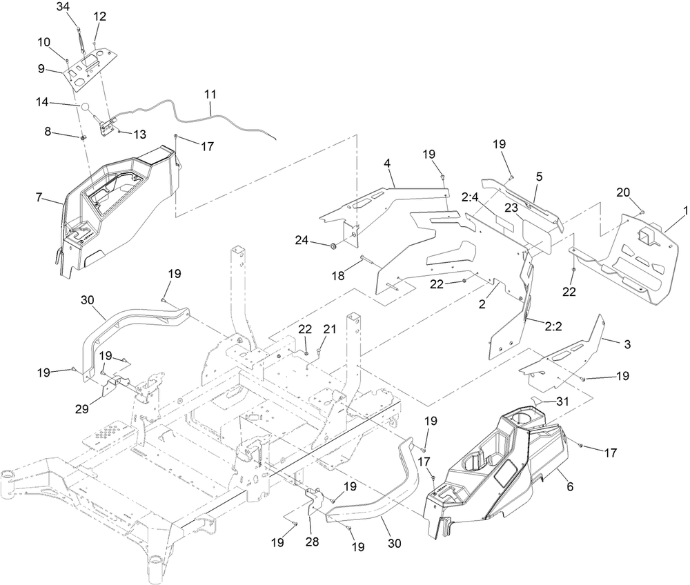 Throttle And Guards Assembly Diagram and Parts List for 77288 400000000 - 999999999 Toro Lawn Tractor