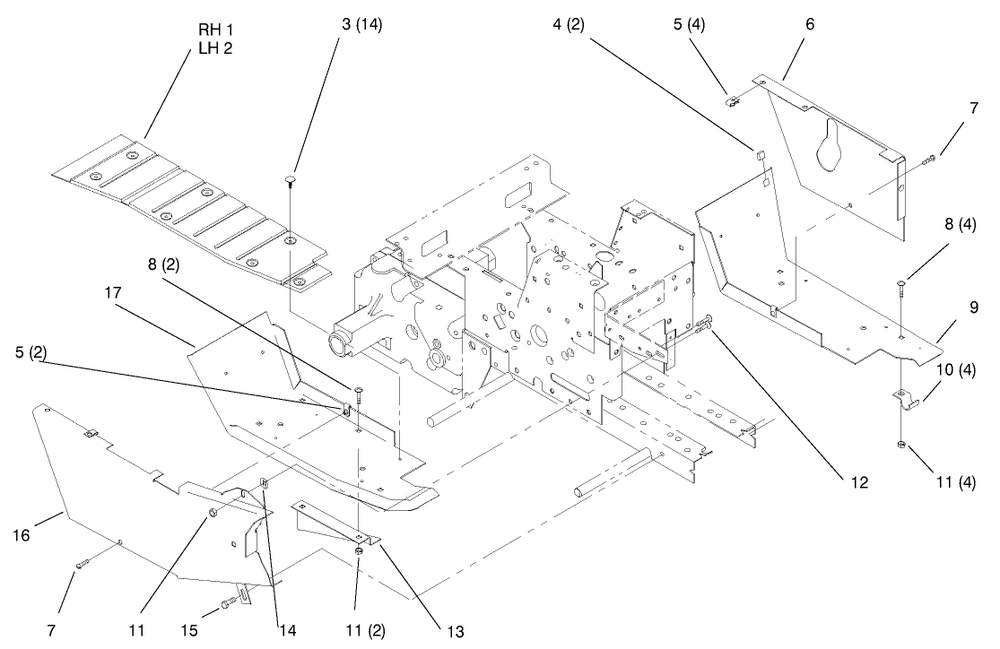 Footrests Diagram and Parts List for 73403 6900001 - 6999999 Toro Lawn Tractor