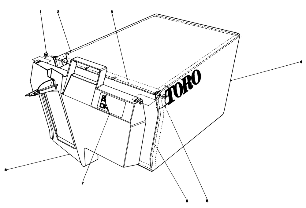 Grass Bag Assembly No. 11-0189 Diagram and Parts List for 20775 1000001 - 1999999 Toro Lawn Mower
