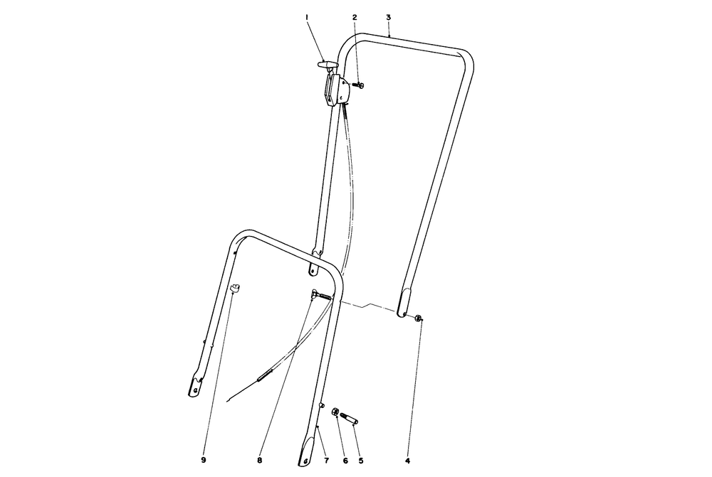 Handle Assembly Diagram and Parts List for 16172 3000001 - 3999999 Toro Lawn Mower