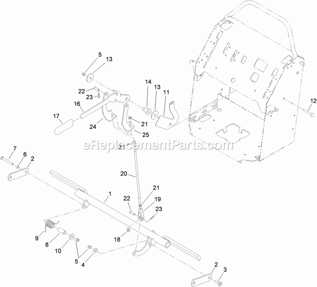 Park Brake Assembly Diagram and Parts List for 74550 310000001-310999999 Toro Lawn Mower
