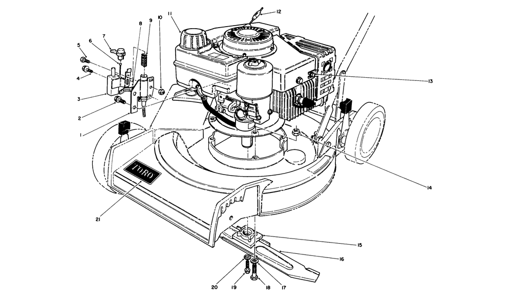 Engine Assembly Diagram and Parts List for 16551 9000001 - 9999999 Toro Lawn Mower