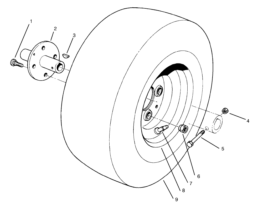 Front Wheel Assembly Diagram and Parts List for 30612 790001 - 799999 Toro Lawn Tractor