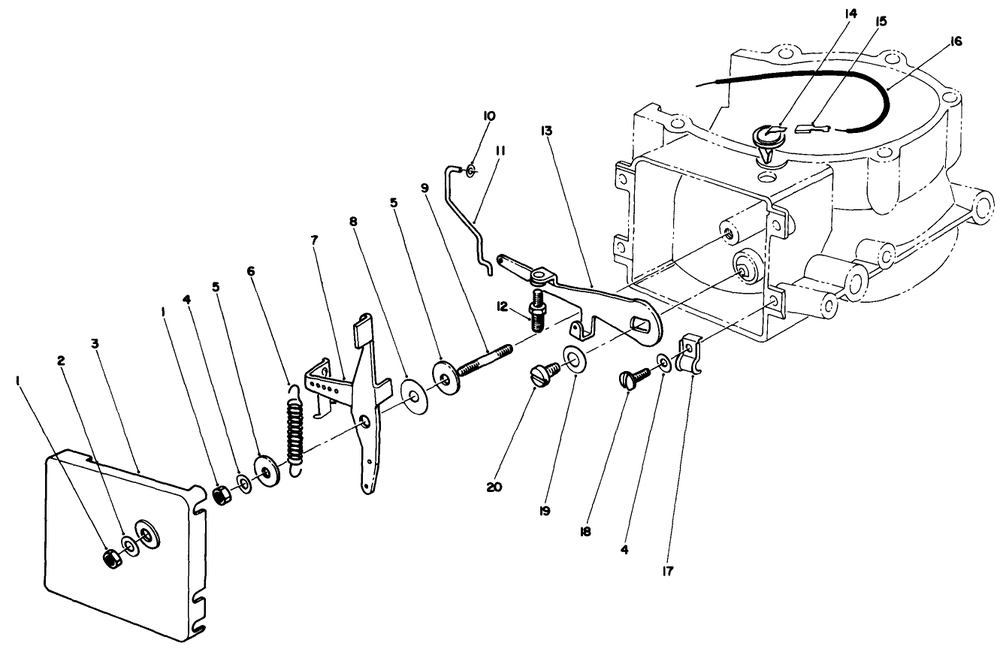 Governor Assembly Diagram and Parts List for 30113 8000001 - 8999999 Toro Lawn Tractor Accessories